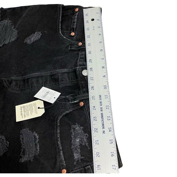 Levis 501 Shorts‎ Women’s 33 Black Distressed Button Fly High Waisted Dark Wash - Picture 4 of 9